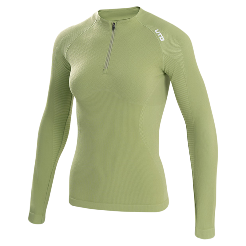 UTO悠途女士运动半拉链长袖户外跑步徒步速干T恤排汗透气春秋季