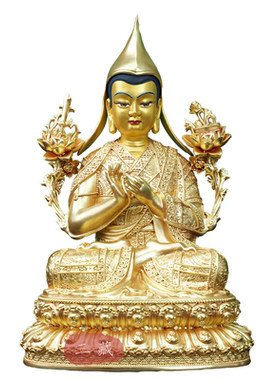 纯铜全鎏金宗喀巴大师佛像22cm