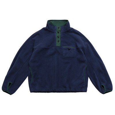 撞色半门襟摇粒绒立领卫衣