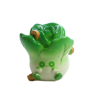 创意白菜招财台式电脑趴趴屏幕小摆件显示器装饰办公桌面工位玄学