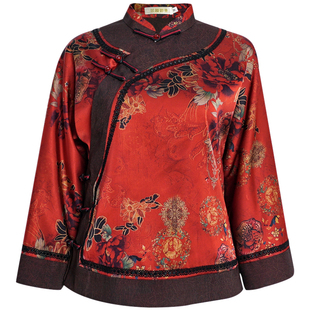 华族经典国风复古唐装女上衣秋冬新款开襟盘扣气质优雅茶服汉服女