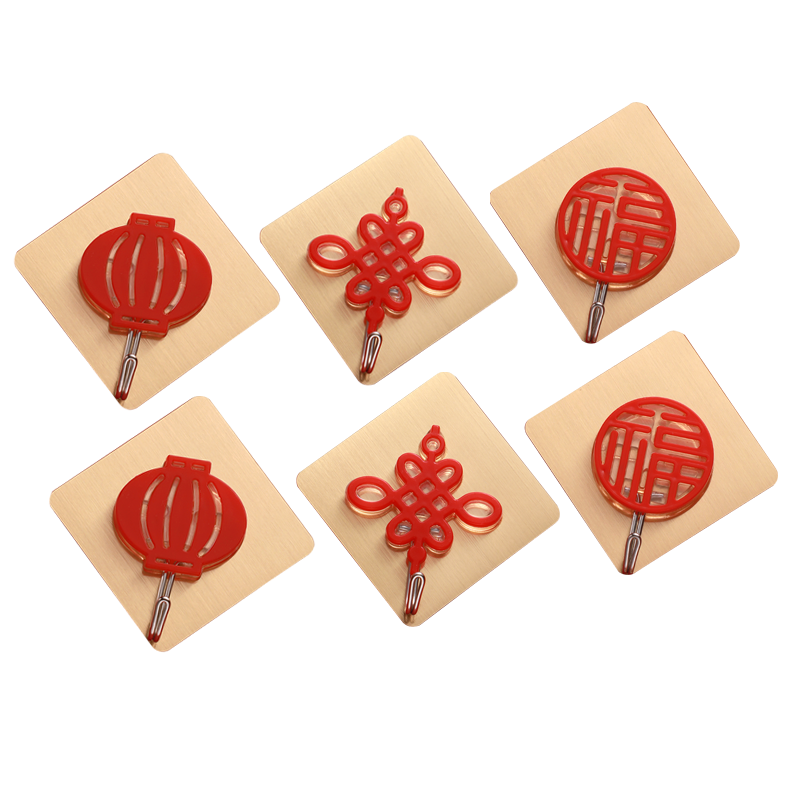 金福红色喜庆挂钩强力粘胶免打孔