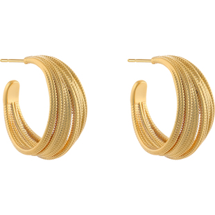 金属多层C圈耳环女2026新款爆款耳钉高级感轻奢气质耳饰秋冬耳圈