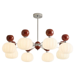 法式奶油风客厅吊灯南瓜灯客厅主灯复古客厅主灯卧室灯中古灯具