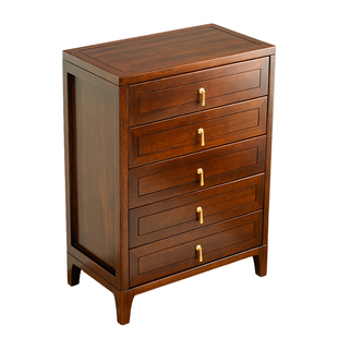 乌金木全实木五斗柜客厅靠墙餐边柜卧室储物柜收纳柜轻奢高级感