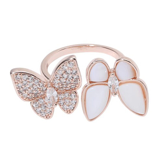 超仙贝母蝴蝶戒指轻奢小众设计感指环个性时尚网红食指戒百搭配饰