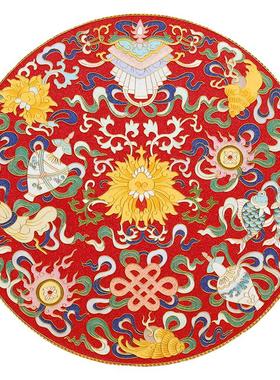 吉祥八宝瓷盘摆件掐丝珐琅彩新中式玄关客厅坐盘景泰蓝手工礼品