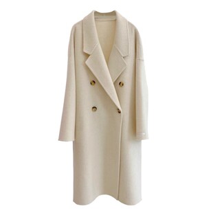 STUDIO 中长款双面羊毛大衣H版型加厚西装领廓形藏肉纯色羊绒外套