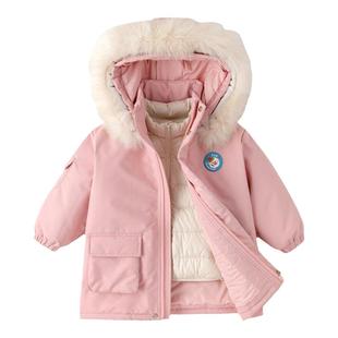 DUDUJIA男童羽绒服冬款宝宝夹棉外套女童羽绒内胆小童连帽衣羽绒