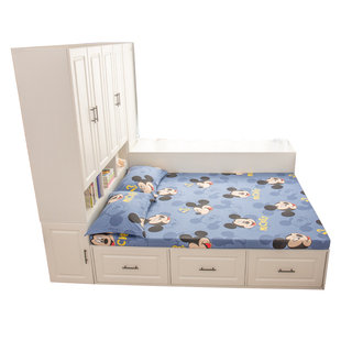 儿童纯棉磨毛加厚床笠单件保护套罩榻榻米床单1.35m薄棕垫1.2定制