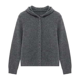 百家好绵羊毛连帽毛衣开衫女秋冬季2025新款高级感显瘦针织上衣