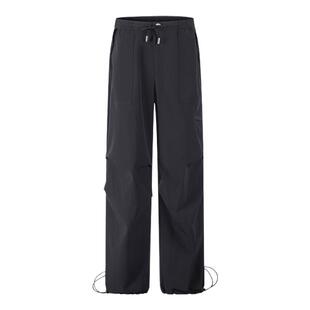 Navigare意大利小帆船黑色直筒休闲裤女春季宽松伞兵裤显瘦裤子