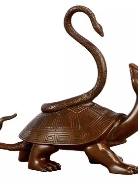 纯黄铜招财仿古玄武摆件