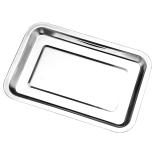 不锈钢方盘长方形托盘铁盘子商用烧烤盘烤鱼盘饺子盘蒸饭菜盘家用