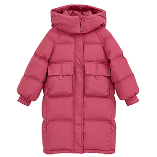 女童羽绒服冬季2025新款儿童中长款收腰秋冬款女孩冬装白鸭绒上装