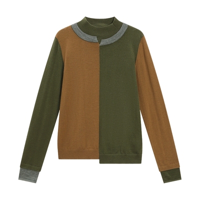 EXCEPTION例外女装2025冬季新品绵羊毛假两件正肩针织口袋马甲女