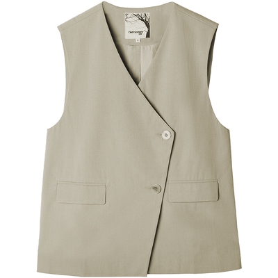 布景马甲外套女春季新品简约气质v领宽松设计感通勤背心0904