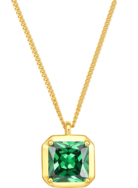 项链女经典方形链坠S925银