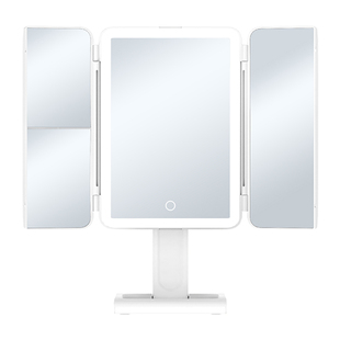 帝门特三折叠化妆镜台式led放大美妆镜桌面升降带灯镜子便携旅行