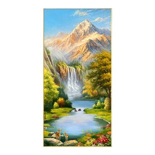 入户玄关装饰画正对门走廊过道挂画轻奢高级感风景手绘油画山水画