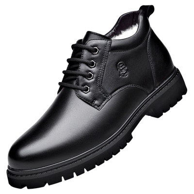 老人头高帮棉皮鞋男真皮羊毛加厚保暖棉靴中老年大棉鞋加绒雪地靴