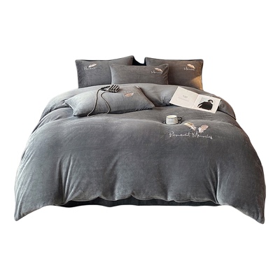 冬季加厚轻奢刺绣牛奶绒被套单件双面加绒保暖180x220x240cm被罩