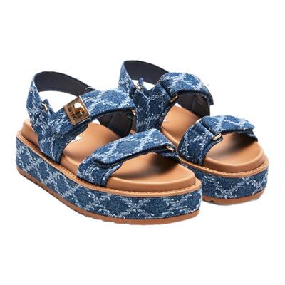 思美登厚底增高编织凉鞋拉菲草