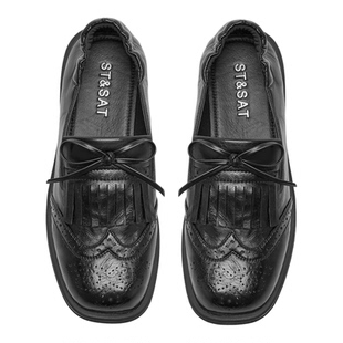 星期六流苏乐福鞋女2026新款春季英伦风雕花布洛克小皮鞋复古通勤