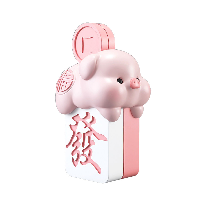 厚牧麻将猪存钱罐摆件只进不出