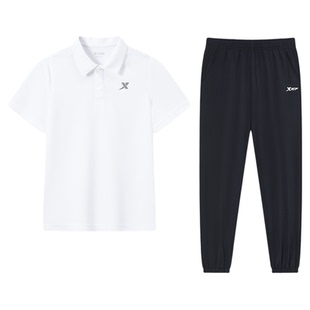 特步童装男大童短袖polo衫长裤套装2026夏季新款儿童运动休闲夏装