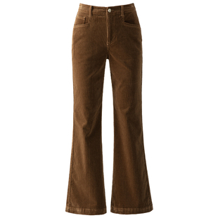 小个子灯芯绒裤子微喇裤女2025新款冬季加绒裤子休闲女裤喇叭裤