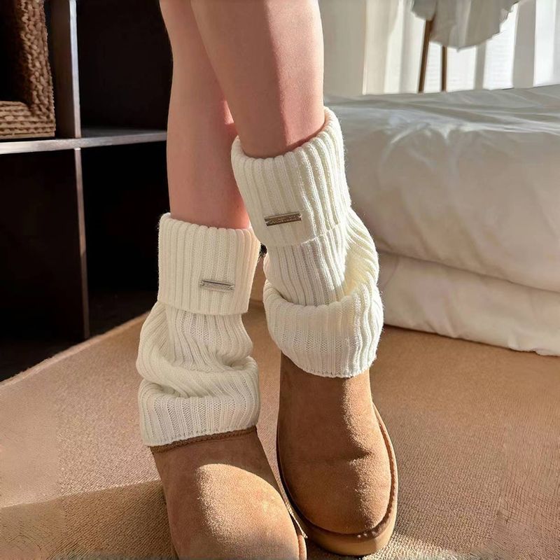 y2k腿套白色针织女款冬季辣妹保暖袜套雪地靴堆堆袜冬季小腿袜子