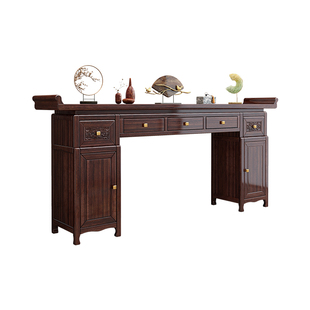 乌金木实木中堂六件套新中式条案神台佛台供桌家用农村堂屋供奉台