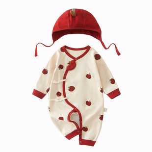 婴儿衣服春秋款婴儿连体衣纯棉男女满月宝宝哈衣爬服52码蝴蝶衣