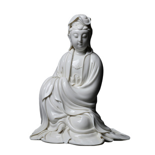 戴玉堂德化白瓷《披坐观音》省级大师陈文德收藏陶瓷艺术家居摆件