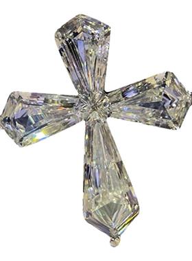 莫桑石异形十字架吊坠项链