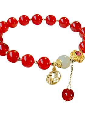 长相思手链女红玛瑙相思豆手串女