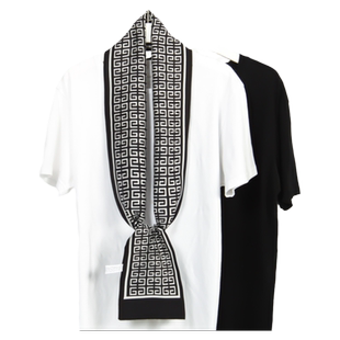 黑白格子小长条丝巾男女春秋围巾搭配西装衬衫围脖子飘带装饰领带