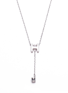 925纯银H字母毛衣链女秋季