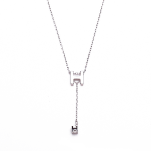 925纯银H字母锁骨链女2025新款爆款高端爆款项链小众设计感卫衣链