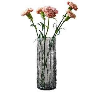 ins风网红极冻极冻冰川花瓶玻璃透明插花玫瑰鲜花客厅餐桌摆件