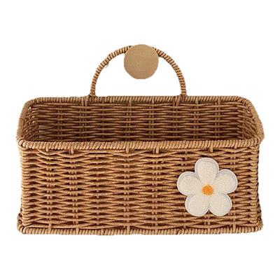 杂物收纳筐仿藤编织挂篮厨房生姜蒜头大葱鸡蛋杂物收纳盒壁挂花篮