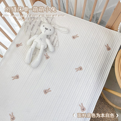 婴儿床床笠纯棉a类宝宝床单可定制ins风儿童新生儿拼接床垫套罩