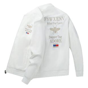 欧洲站棒球服男春秋季夹克新款商务休闲小蜜蜂刺绣男装绣花外套