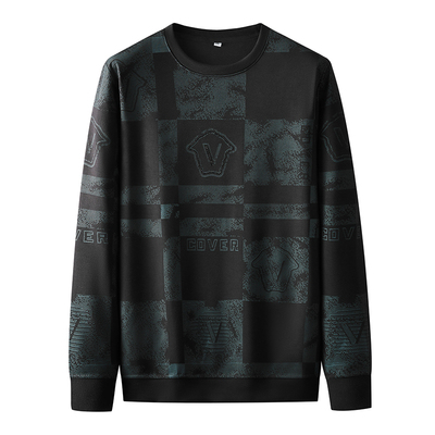 秋冬加肥加大码男士休闲圆领卫衣新款肥佬宽松打底衫潮流胖哥上衣