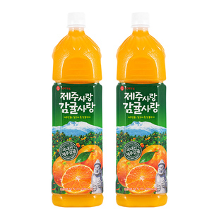 lotte乐天济州岛柑橘汁1.5L瓶装韩国原装进口果汁风味饮料橘子汁