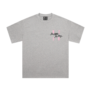 MEDM潮牌夏季发泡印花短袖T恤男女同款美式高街休闲五分袖体恤衫