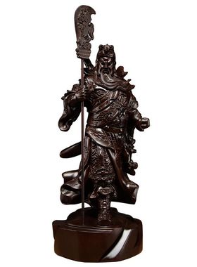 定制黑檀木雕关公像摆件实木