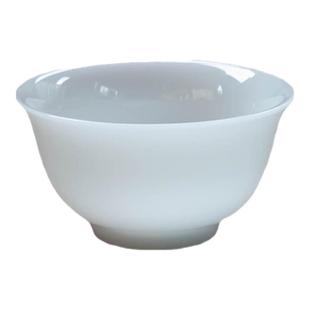 德化白瓷反口压手杯璞玉冰种玉瓷主人杯原矿高温纯白茶杯中式高档