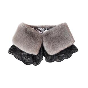 韩版仿濑兔毛皮草蕾丝假领子女2025秋冬季新款风衣羽绒服毛毛领子